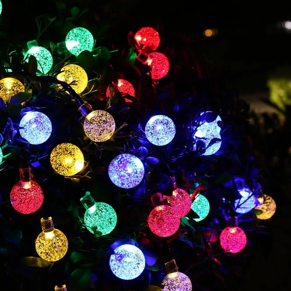 20LED Lumières Chaîne Boule Cristal Noël Décoration Solaire Extérieure Jardin NF